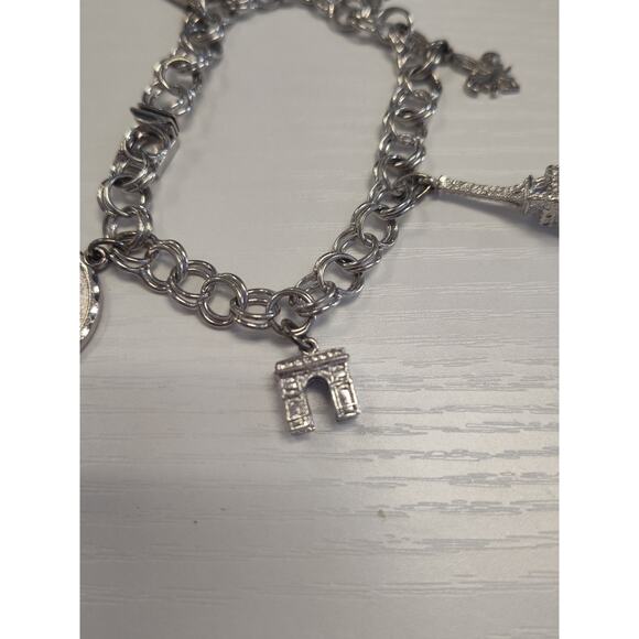 Vintage Sterling Silver Charm Bracelet 6 France Inspired Charms 23.4 Grams 7" - Picture 4 of 10